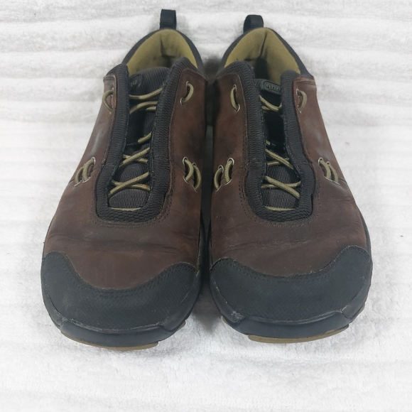 Ahnu Hiking Walking Shoes Brown Black Leather Bungee Lace Womens Size 9 - Picture 3 of 8